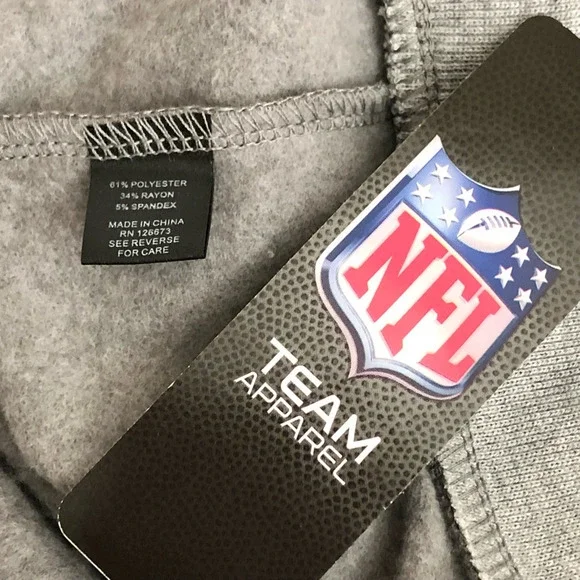 Team Apparel NFL Hoodie Drawstring Heather Gray Tampa Bay Buccaneers - Picture 7 of 11